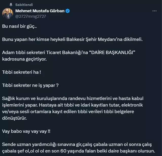 Gündeme Bomba Gibi Düştü! Tıbbi Sekreterlikten, Daire Başkanlığına Atama! (3)