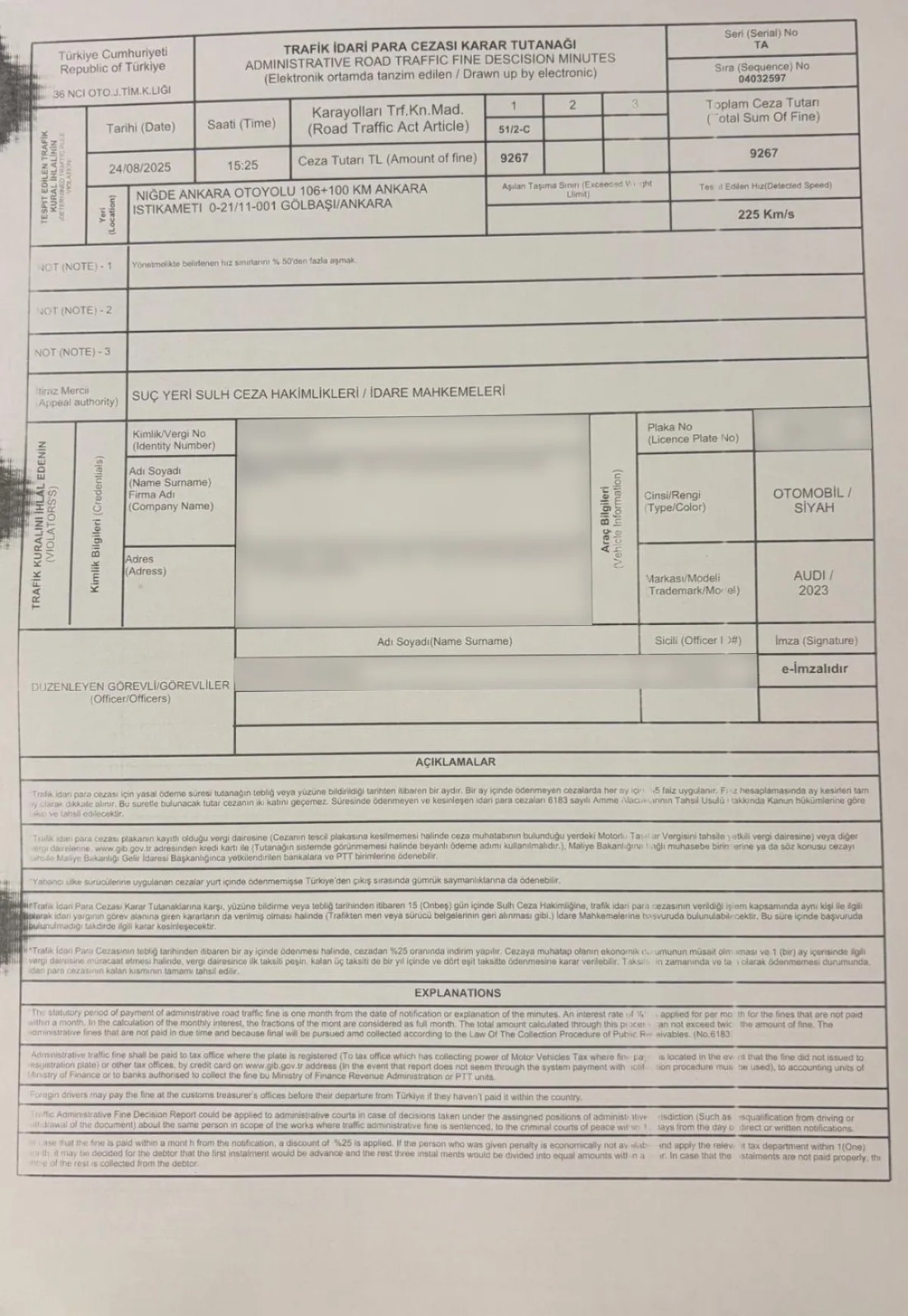Ulaştırma Ve Altyapı Bakanı Uraloğlu'na Radar Cezası (1)
