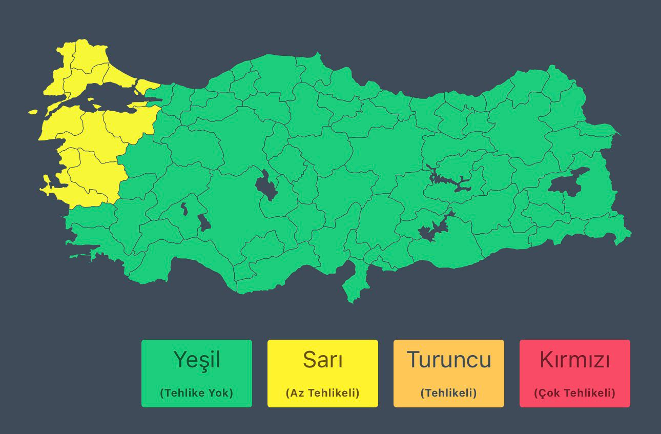 Meteorolojiden 7 şehre sarı kodlu uyarı: Manisa da aralarında!