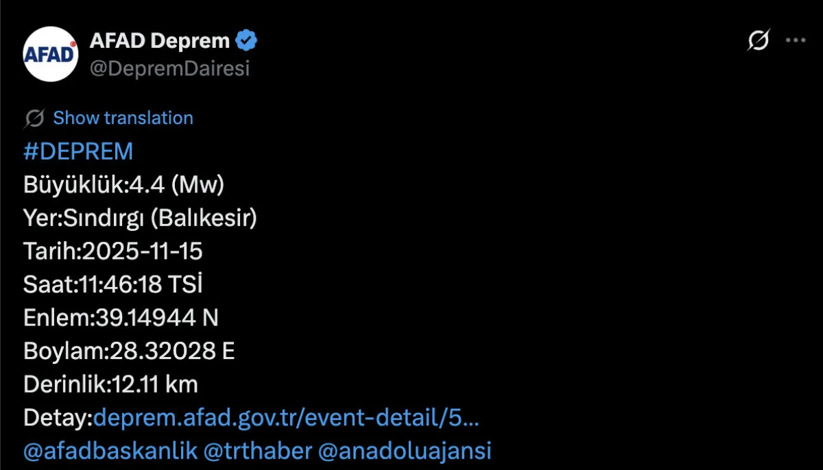 Balıkesir'de yeni bir deprem!