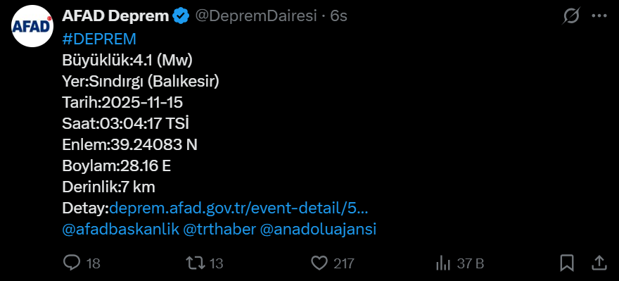 Balıkesir'de gece yarısı korkutan deprem!
