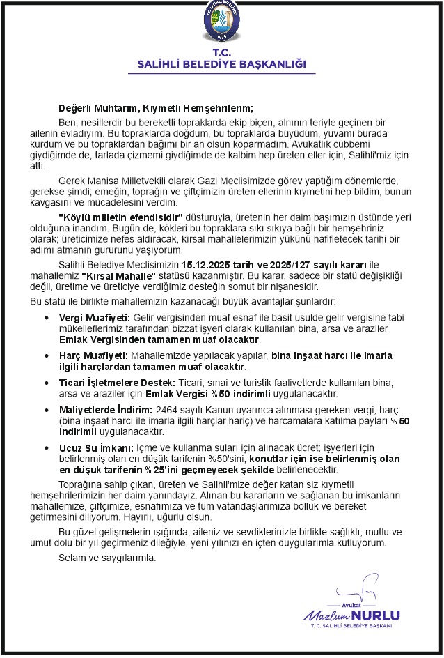 Salihli’de Kırsal Kalkınmada Tarihi Adım: Birçok Yerleşim “Kırsal Mahalle” Oldu