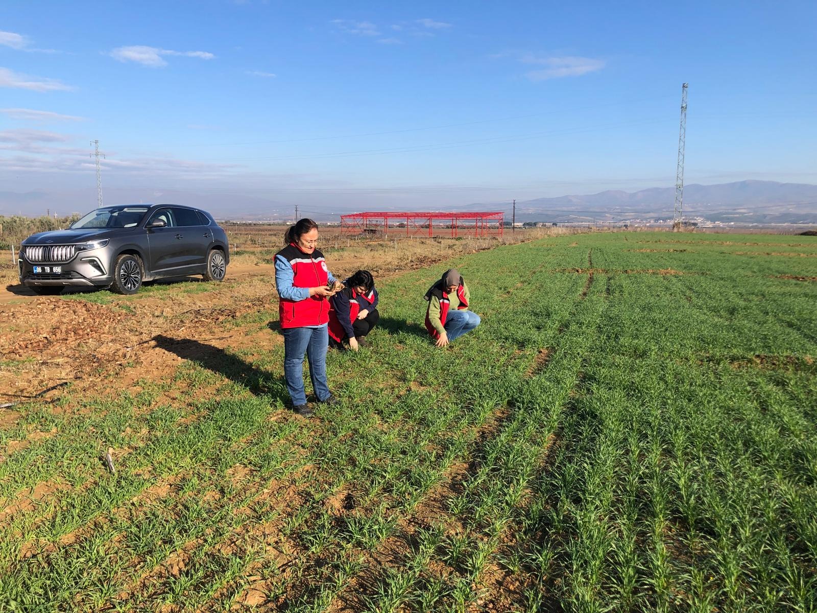 Manisa'da ekiplerden soğuk havada saha incelemesi