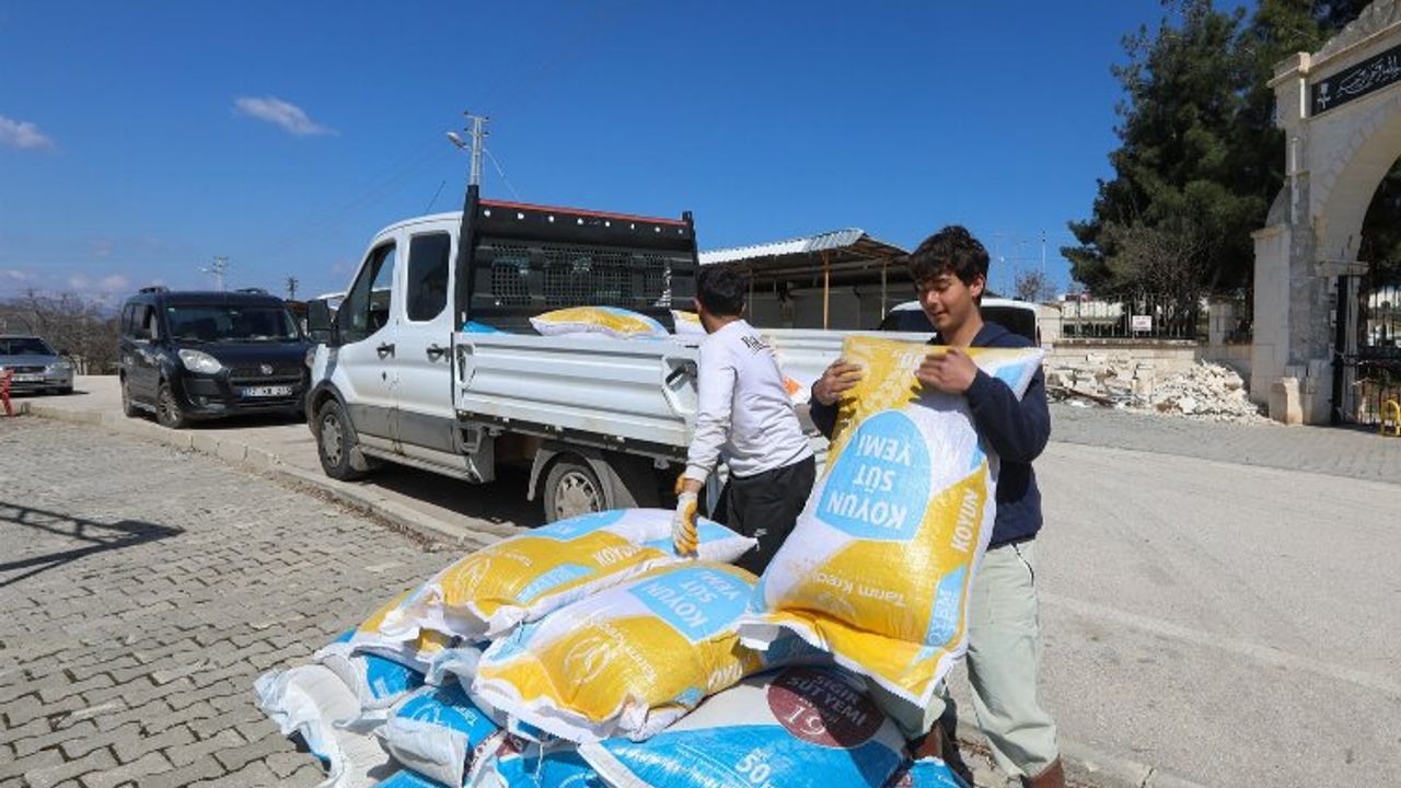 Afetzede besicilere Gaziantep'ten yem desteği