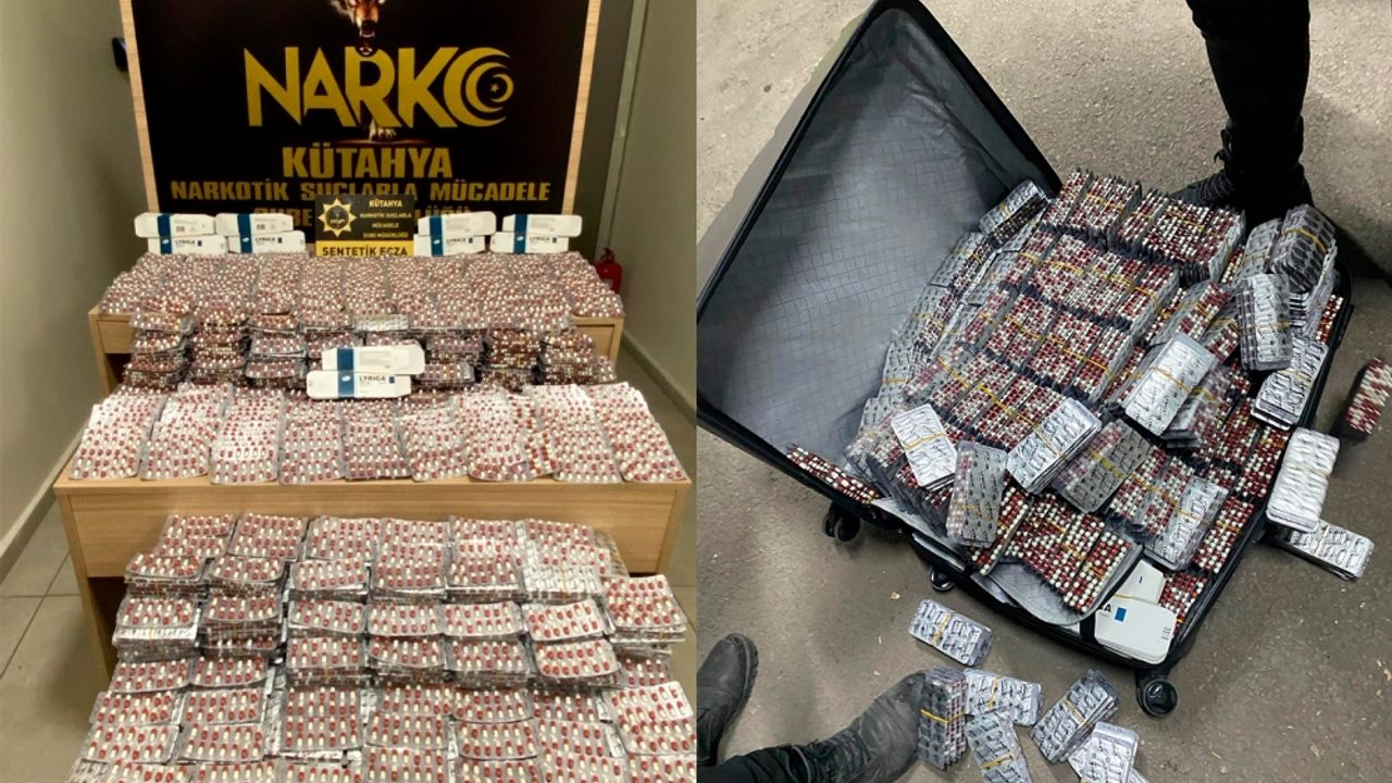 Kütahya'da valizinde 26 binden fazla sentetik ecza hap ele geçirilen şüpheli gözaltına alındı