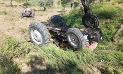 Germencik'te devrilen traktörün sürücüsü yaralandı