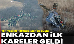 TSK’ya ait C-130 Gürcistan’da düştü: Enkazdan ilk kareler geldi