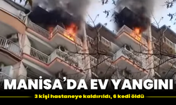Manisa’da ev yangını: 3 kişi hastaneye kaldırıldı, 6 kedi öldü