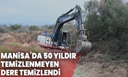 Manisa’da 50 yıldır temizlenmeyen dere temizlendi