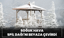 Soğuk hava Spil Dağı’nı beyaza çevirdi