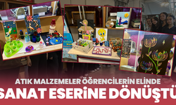 Atık malzemeler öğrencilerin elinde sanat eserine dönüştü