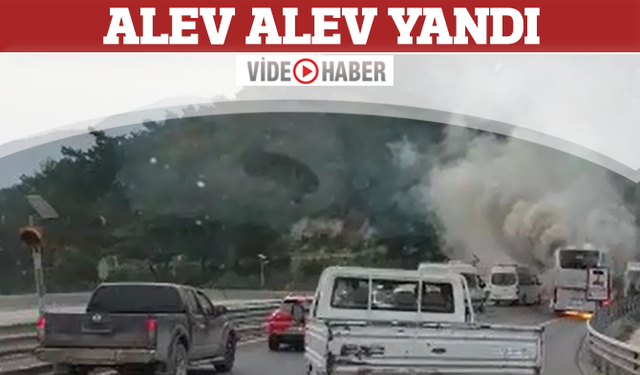 Manisa'da otobüs alev alev yandı