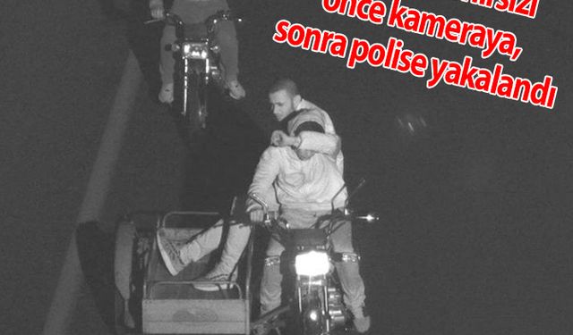 Motosiklet hırsızı önce kameraya, sonra polise yakalandı