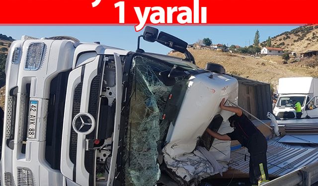 Sunta yüklü tır devrildi: 1 yaralı