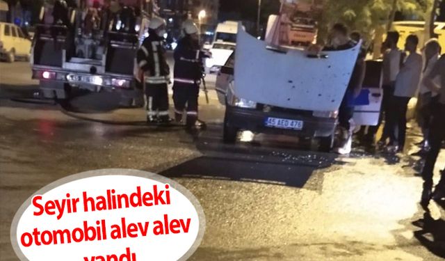 Manisa’da seyir halindeki otomobil alev alev yandı