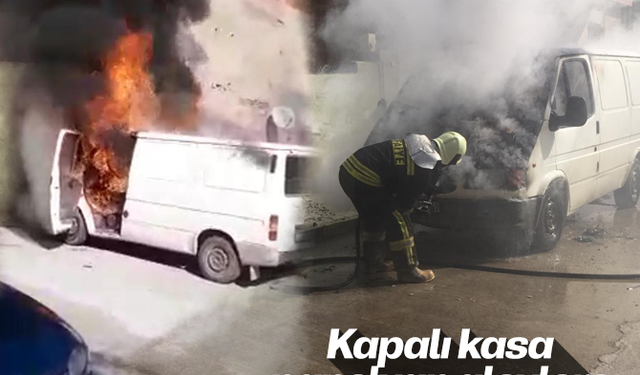 Kapalı kasa panelvan alevlere teslim oldu