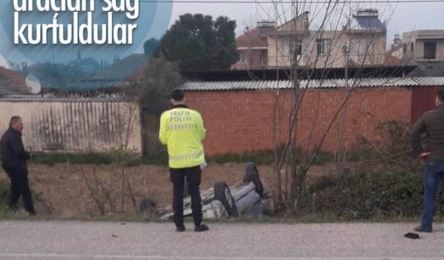 Taklalar atan araçtan sağ kurtuldular