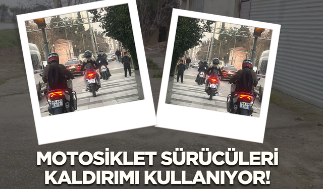 Motosiklet sürücüleri kaldırımı kullanıyor!