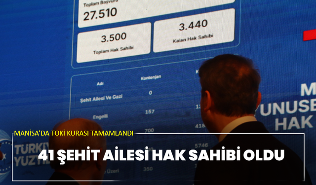 Manisa’da TOKİ kurası tamamlandı: 41 şehit ailesi hak sahibi oldu