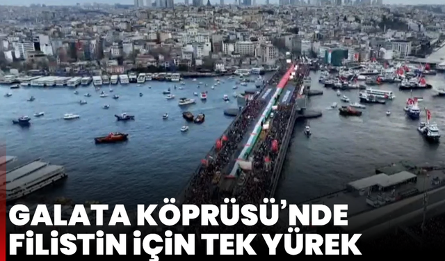 Galata Köprüsü’nde Filistin için tek yürek