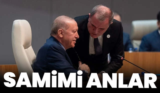 Cumhurbaşkanı Erdoğan ile Azerbaycanlı Bakan Bayramov arasında samimi anlar